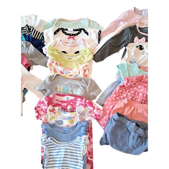 Baby Girl Clothing Lot 3-6 Months 40 + Rompers Swimsuits One Piece Pants Etc - Picture 4 of 10